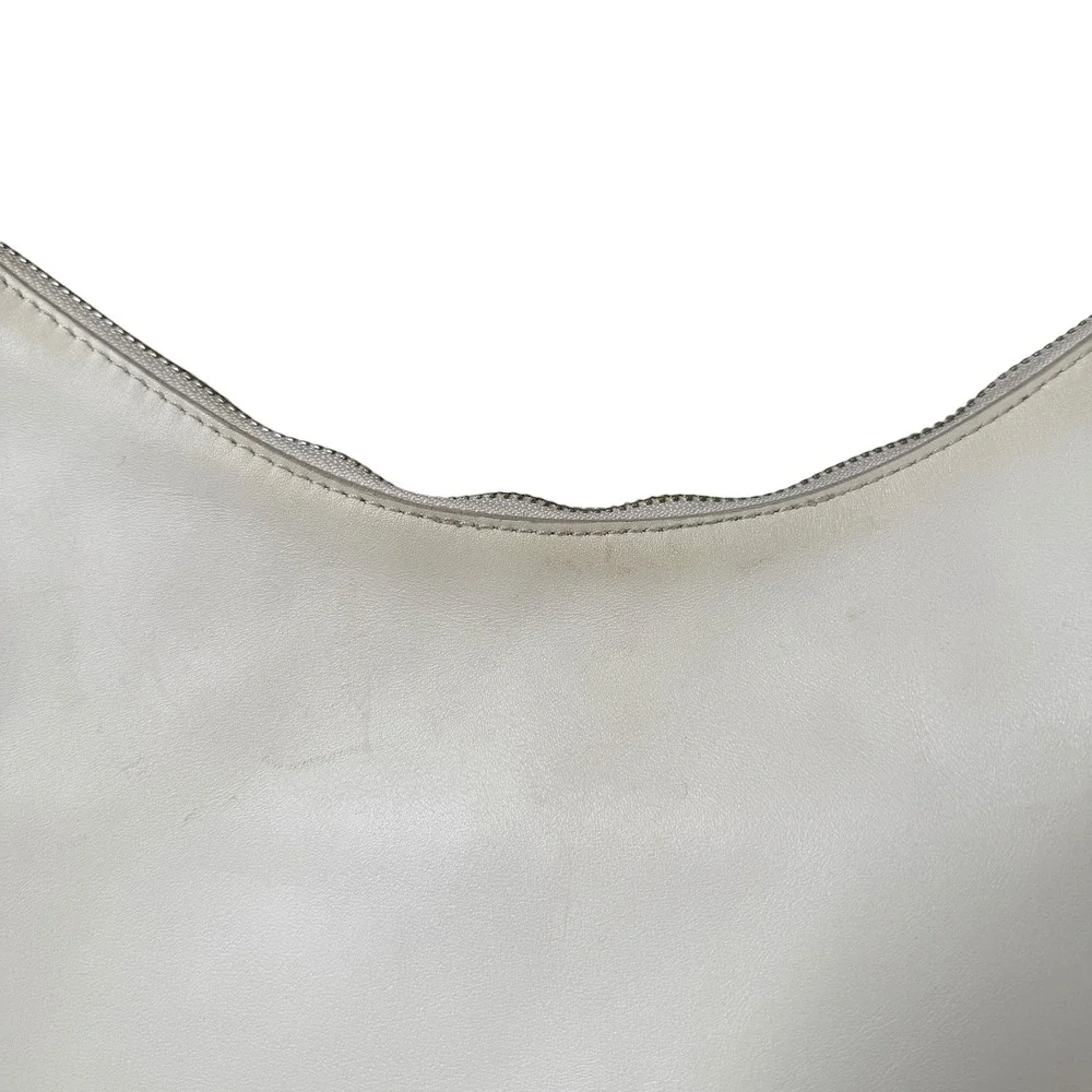Tommy Hilfiger 100% Leather Cream Hobo Shoulder Bag Scarf‎ Handle White Large